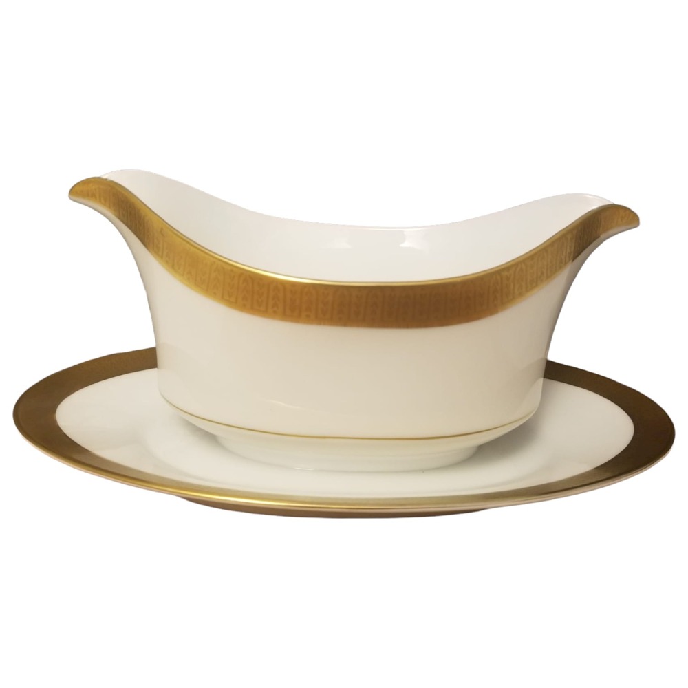Sango China Savoy Georgetown Gravy Boat White Gold Trim #3755 Made in Japan